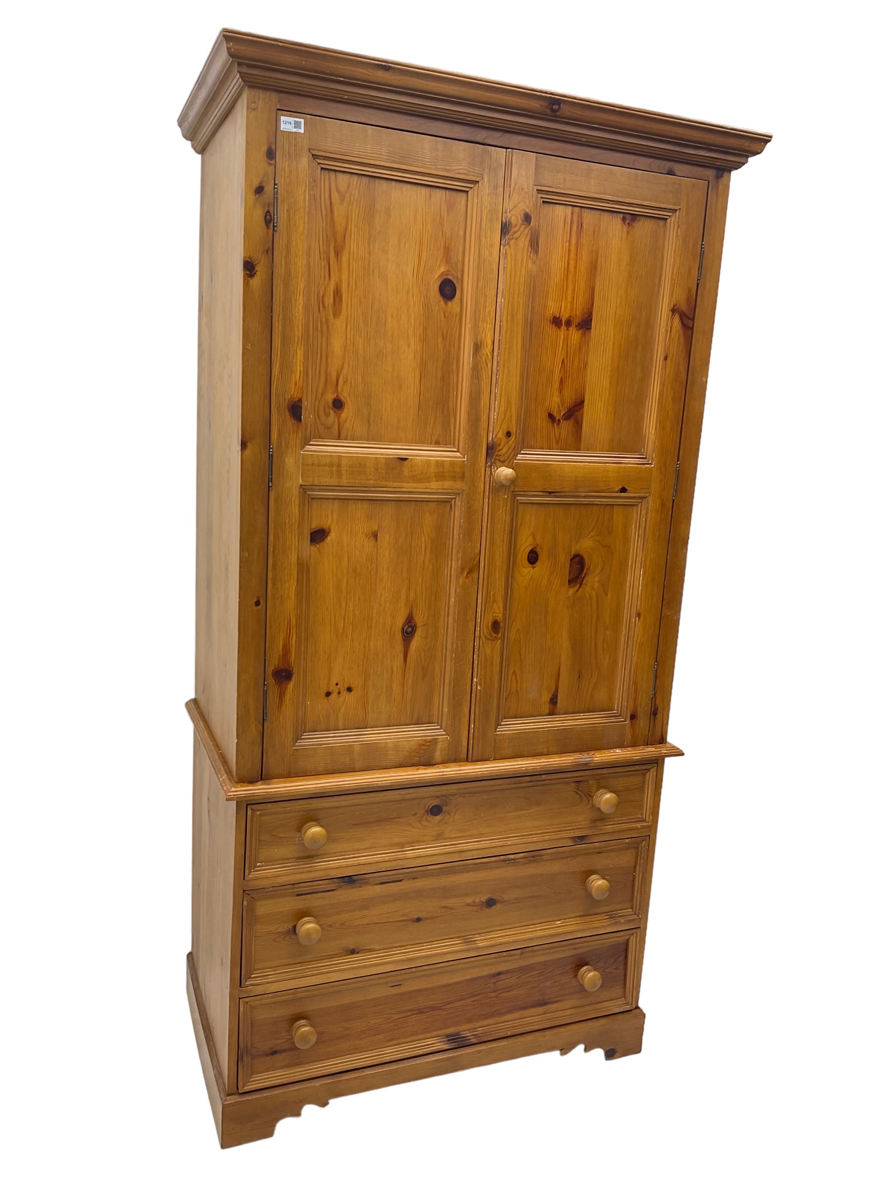 Solid waxed pine double wardrobe - Image 5 of 8