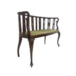 Edwardian inlaid mahogany salon settee or bench