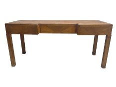 Art Deco mahogany and walnut inverted break front console table