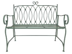 Regency design wrought metal bench