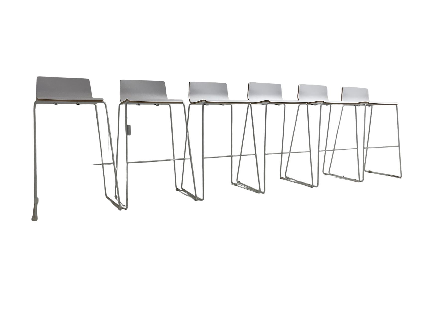 Elite - set six stacking white finish bar stools - Image 6 of 7