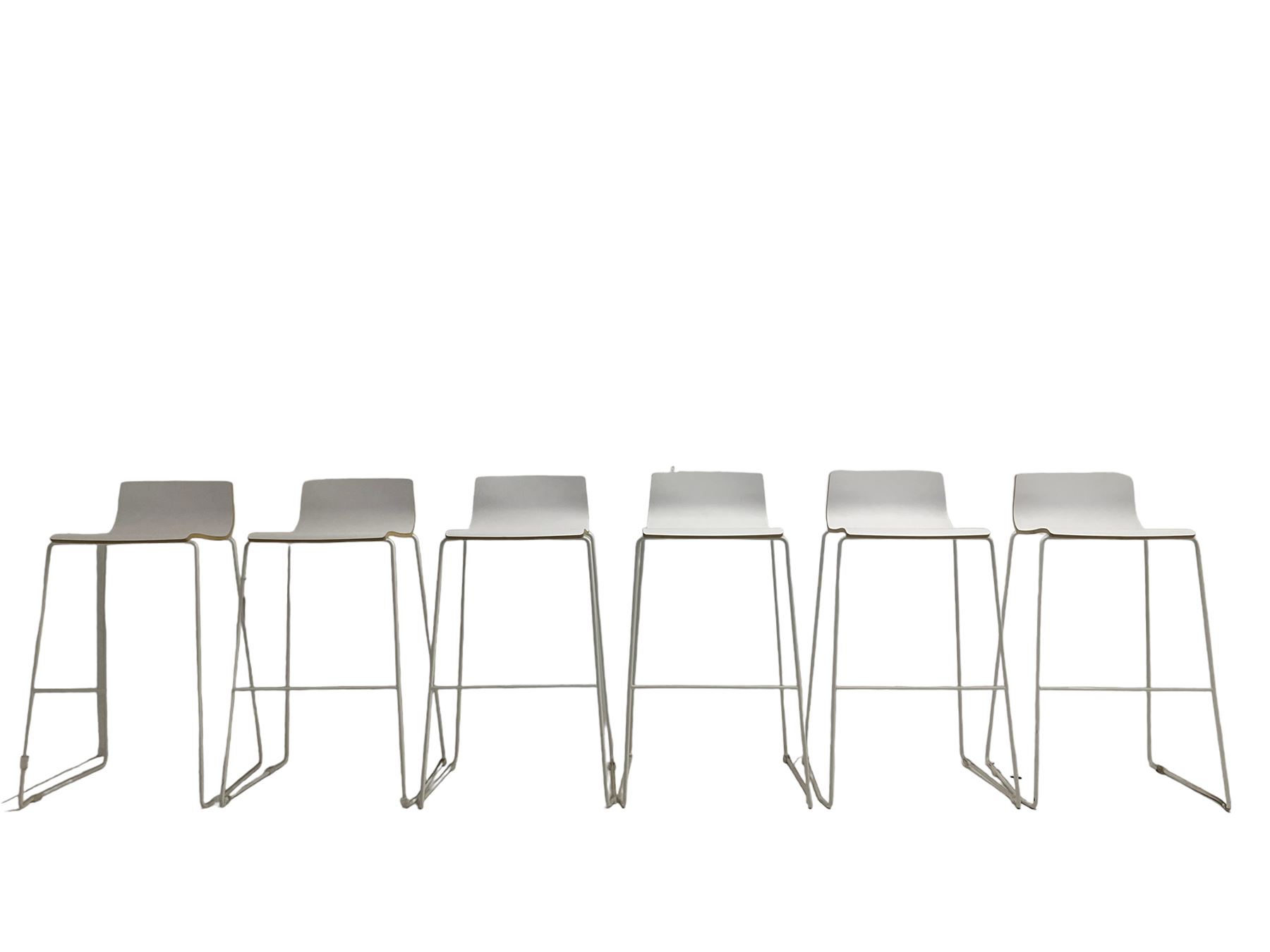 Elite - set six stacking white finish bar stools - Image 3 of 7