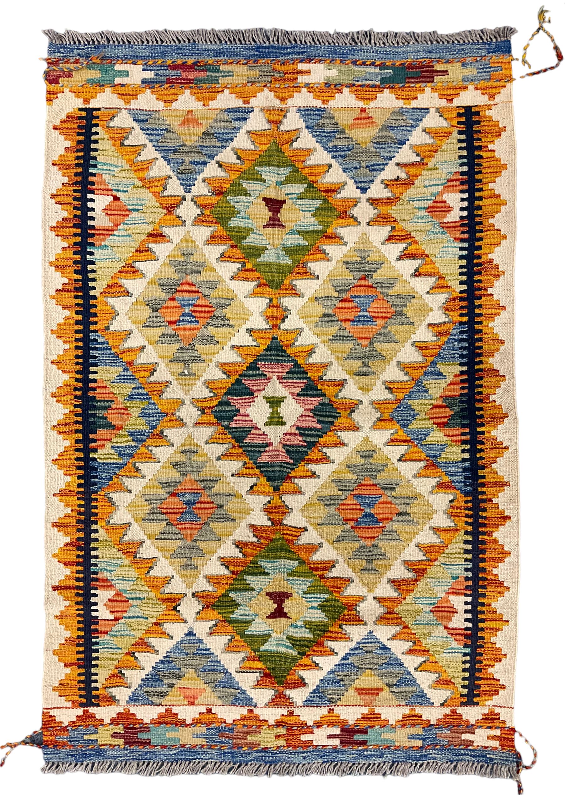 Chobi Kilim ivory ground rug