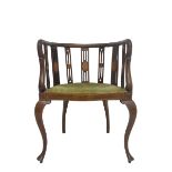 Edwardian inlaid mahogany tub shaped salon chair