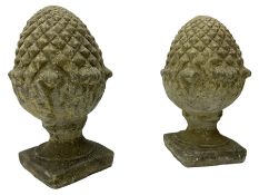 Pair of cast stone garden pineapples gatepost finials