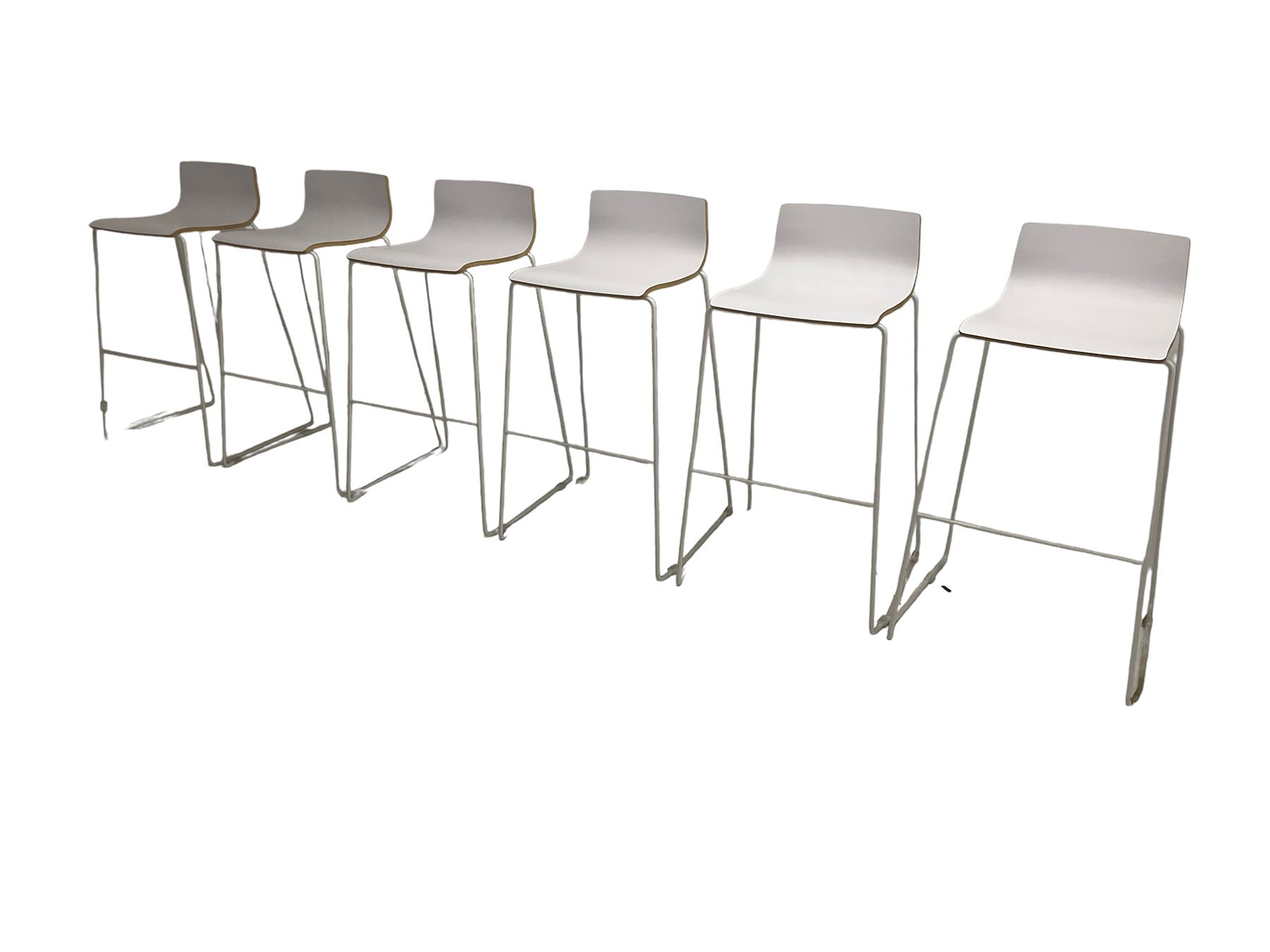 Elite - set six stacking white finish bar stools - Image 7 of 7