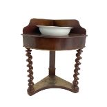 Victorian mahogany corner washstand bow-front table