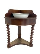 Victorian mahogany corner washstand bow-front table