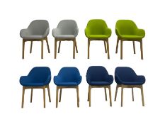 Elite - set eight oak framed office tub chairs