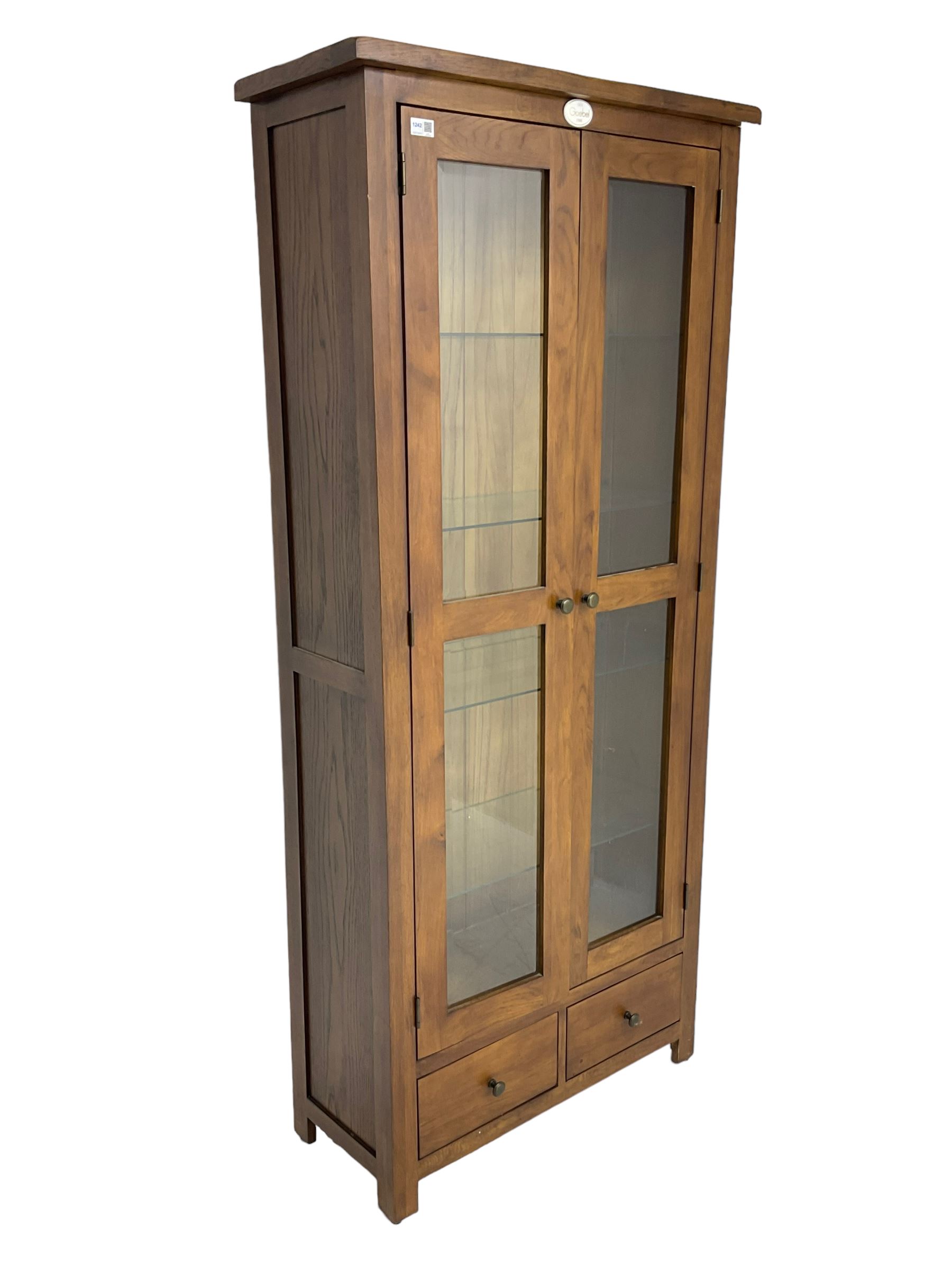 Stained oak display cabinet - Image 7 of 7