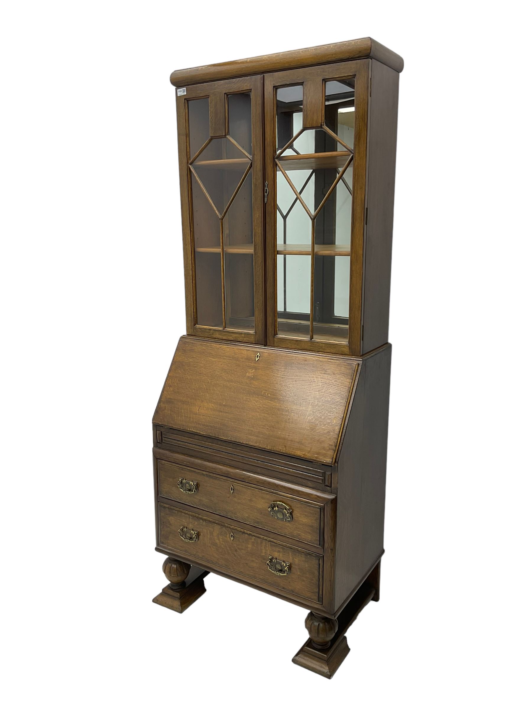 Early 20th century oak bureau bookcase - Image 7 of 7