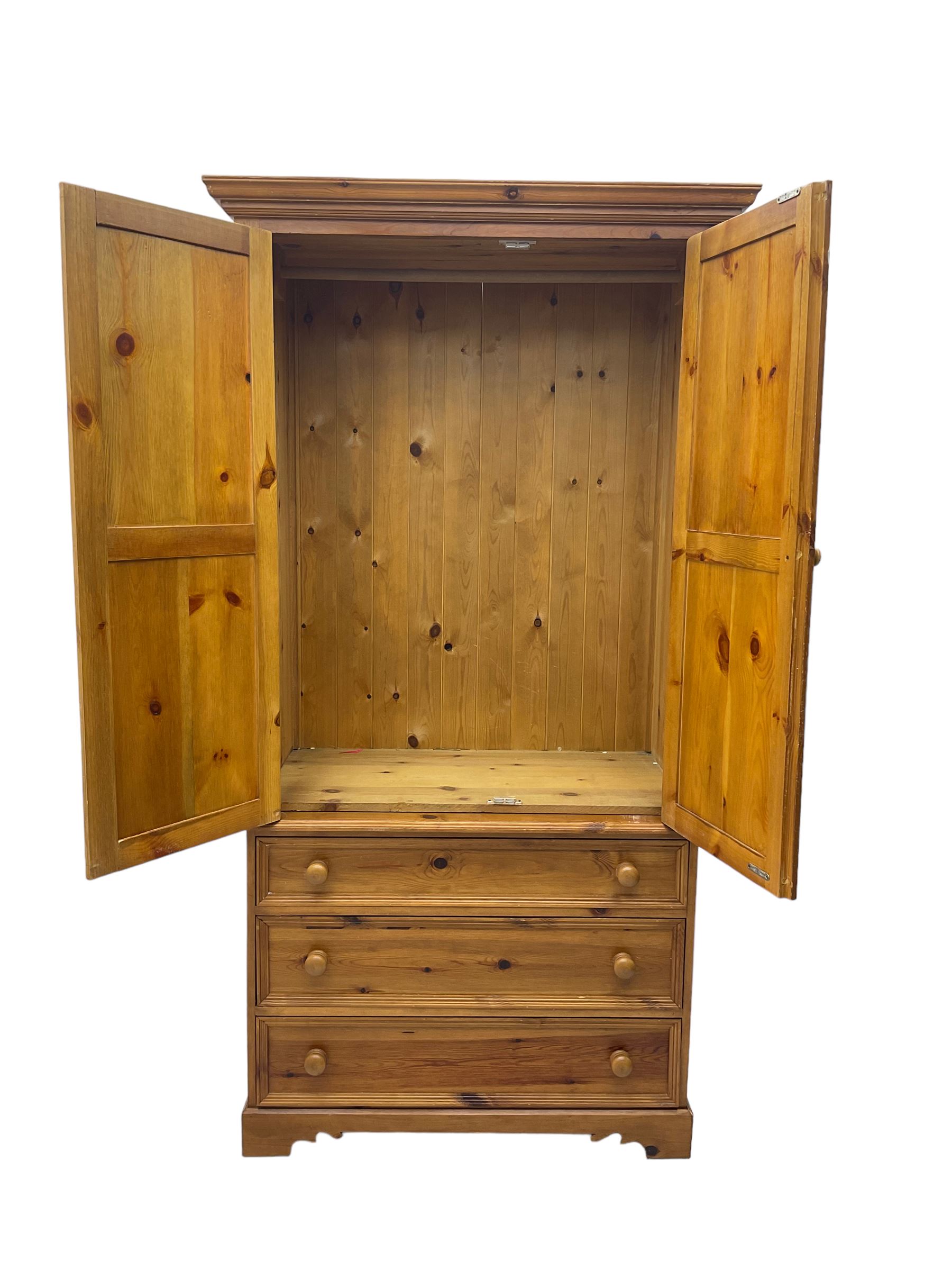 Solid waxed pine double wardrobe - Image 7 of 8
