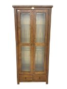 Stained oak display cabinet