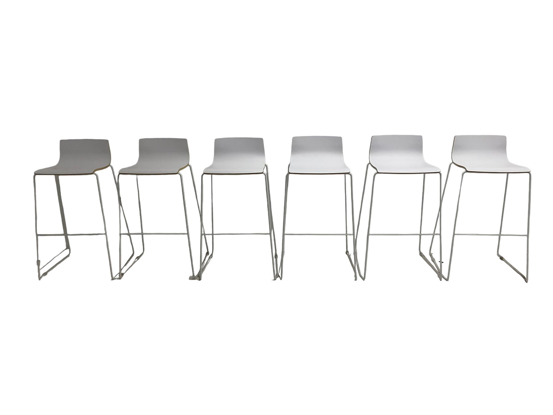 Elite - set six stacking white finish bar stools - Image 4 of 7