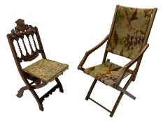 19th century carved mahogany folding chair