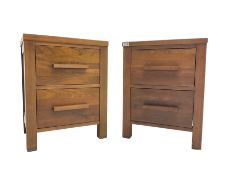 Pair contemporary cherry wood bedside chests