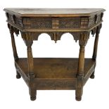 Jacobean design carved oak side or credence table
