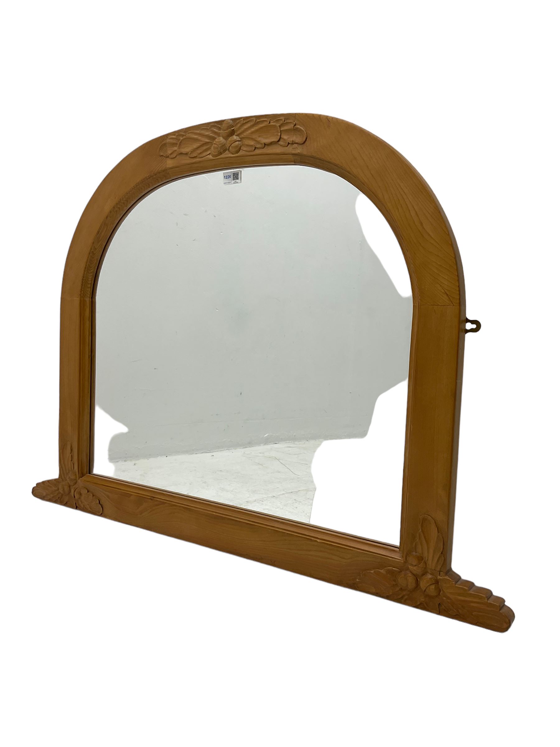 Solid pine framed overmantle mirror - Image 4 of 8