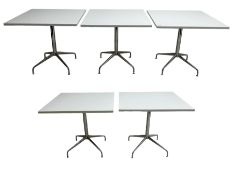 Set five contemporary white finish tables