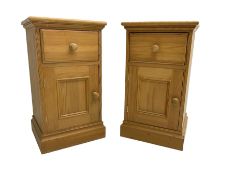 Pair traditional pine bedside cabinets
