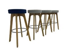 Connection Furniture - set four oak framed high bar stools