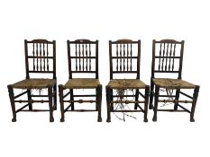 Set four 19th century country elm dining chairs