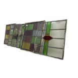 Set six leaded stained glass window panes