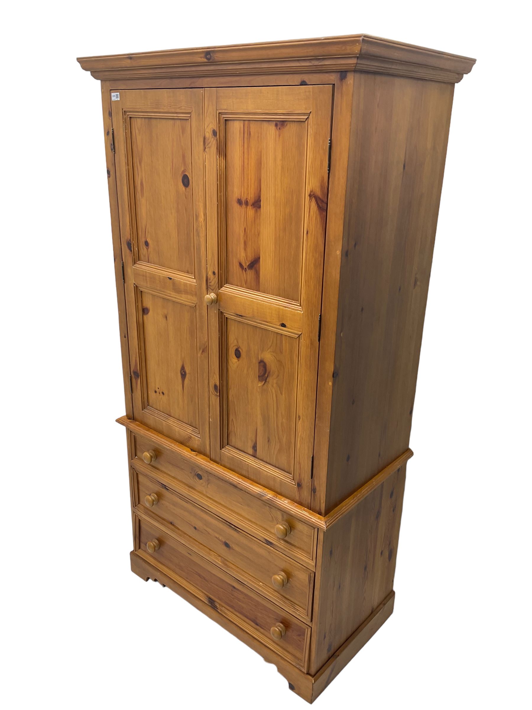 Solid waxed pine double wardrobe - Image 2 of 8