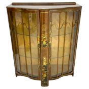 Early 20th century walnut display cabinet with Chinoiserie decoration