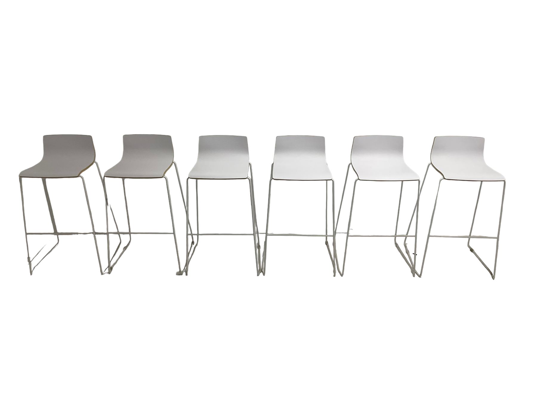 Elite - set six stacking white finish bar stools - Image 2 of 7