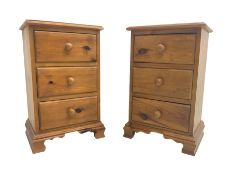 Pair waxed solid pine bedside chests