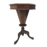 Victorian walnut octagonal work or sewing table