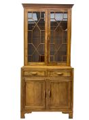 Acorn Industries - Georgian design yew bookcase on cupboard