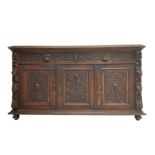 Victorian heavily carved oak sideboard