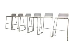 Elite - set six stacking white finish bar stools