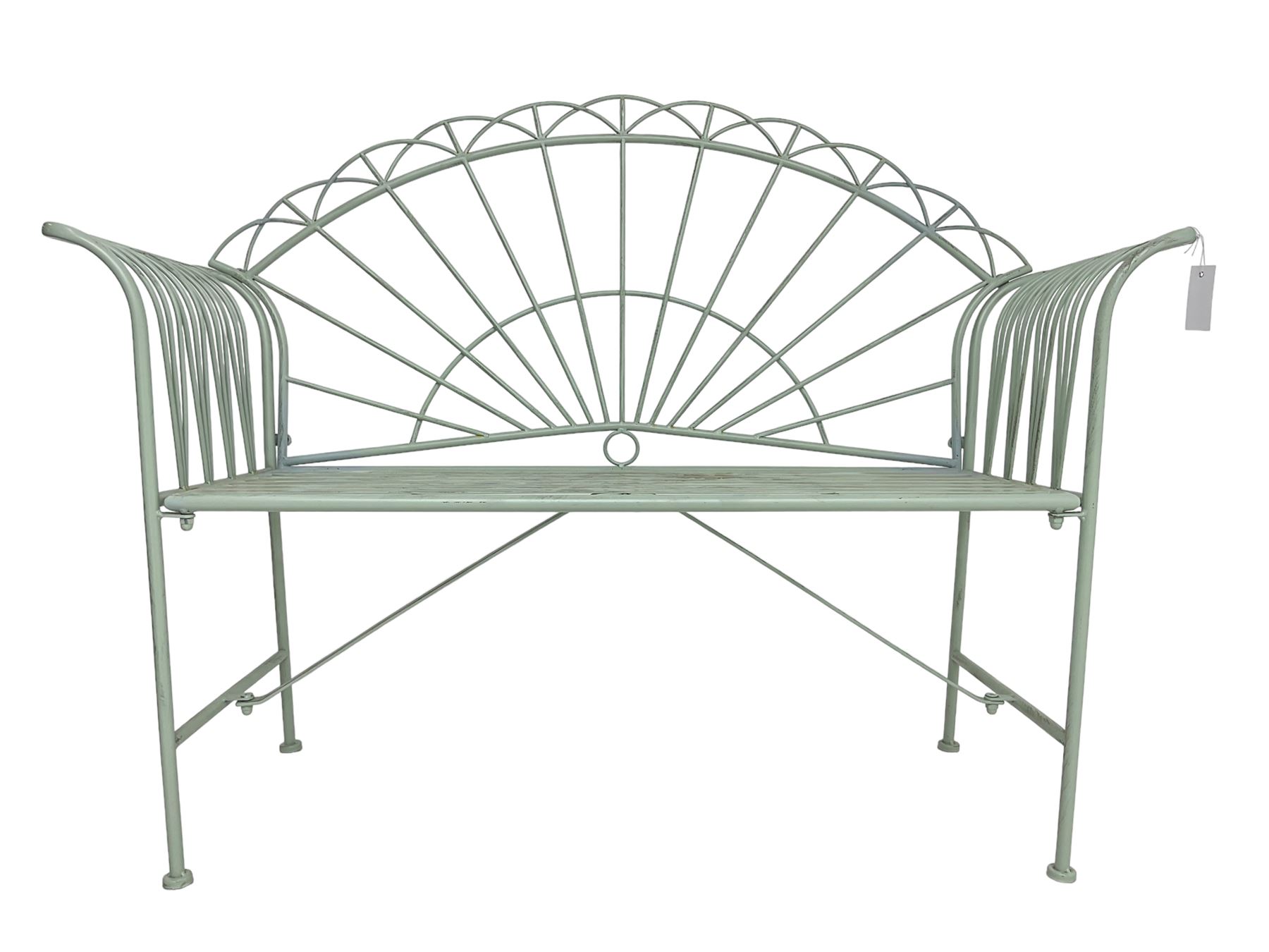 Regency design wrought metal bench
