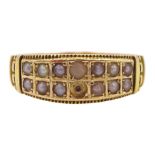 Victorian 15ct gold double row seed pearl ring