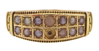 Victorian 15ct gold double row seed pearl ring