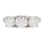 18ct white gold three stone round brilliant cut diamond ring