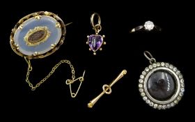 Victorian and later jewellery including gold amethyst heart pendant