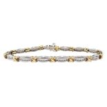 9ct white and yellow gold round brilliant cut diamond link bracelet