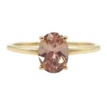 9ct gold single stone oval zircon ring