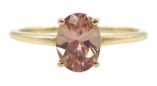 9ct gold single stone oval zircon ring