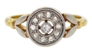 Art Deco gold milgrain set old cut diamond circular ring