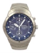 Seiko gentleman's titanium chronograph quartz alarm wristwatch