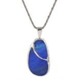 Silver boulder opal pendant necklace