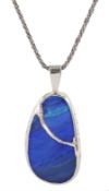 Silver boulder opal pendant necklace