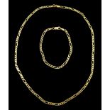 9ct gold Figaro link necklace and matching bracelet