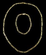 9ct gold Figaro link necklace and matching bracelet