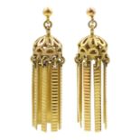 Pair of 9ct gold tassel pendant stud earrings